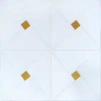Самоклеющаяся декоративная потолочно-стеновая 3D панель золоті блискі 700x700х6.5мм (373)