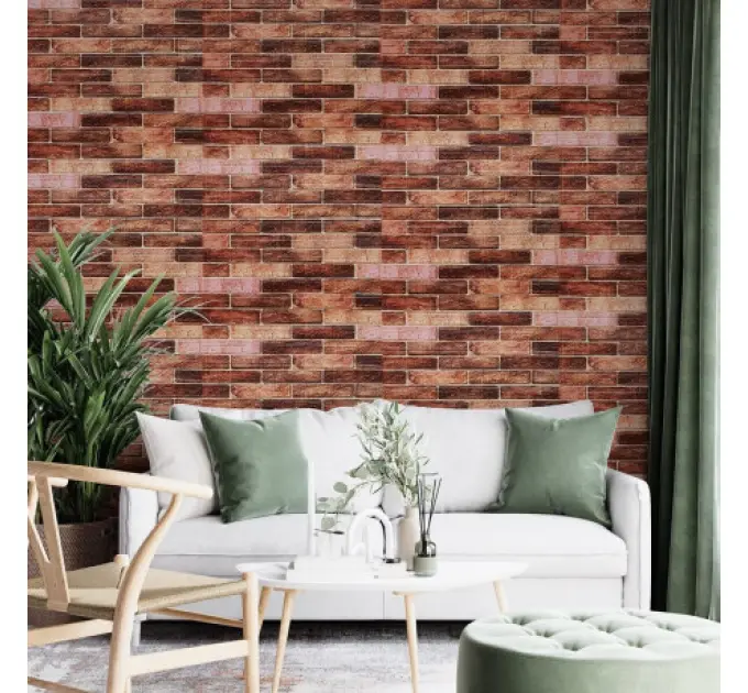 Самоклеюча 3D панель під коричневу цеглу катеринослав 700х770х3мм 