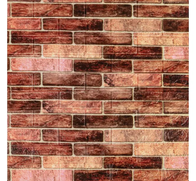 Самоклеюча 3D панель під коричневу цеглу катеринослав 700х770х3мм 