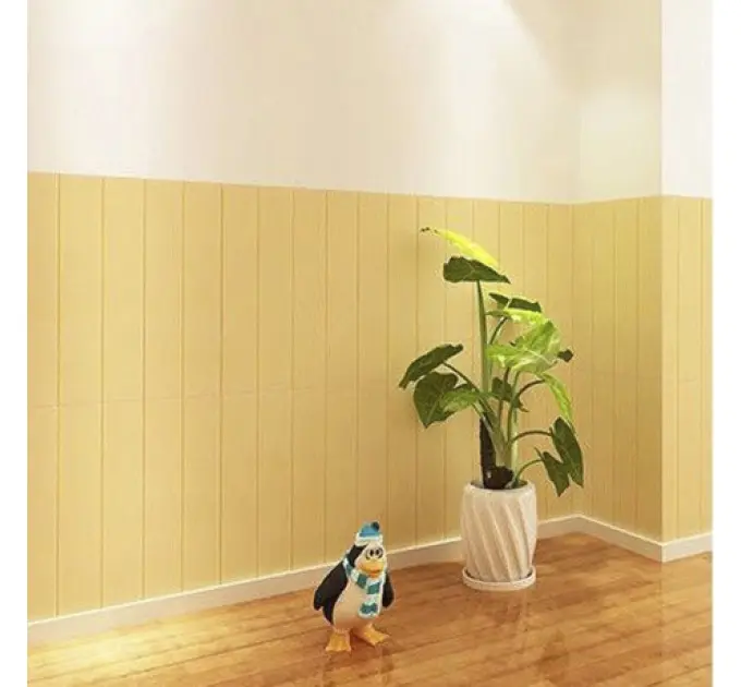 Самоклеюча 3D панель бежеве дерево 700х700х4мм 