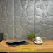Самоклеюча декоративна 3D панель відображення срібне 700x700x5 мм 