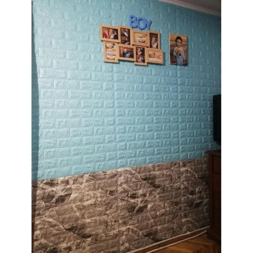 Бірюзова самоклеюча 3D-панель під цеглу 700×770×7 мм (27)