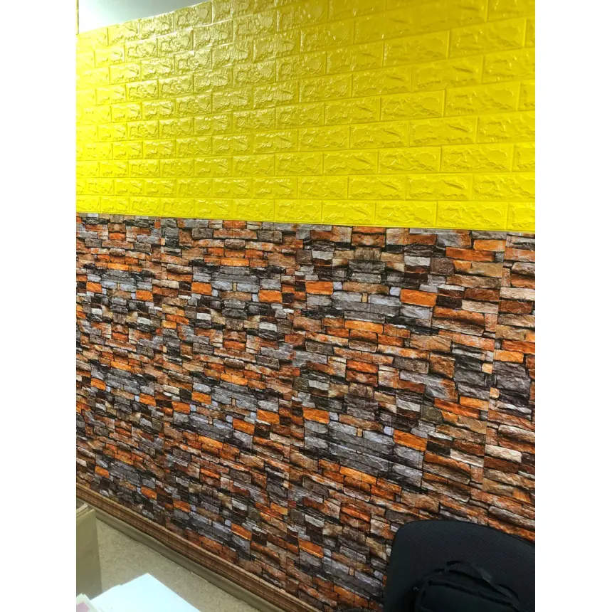 Жовта самоклеюча 3D-панель під цеглу 700×770×7 мм (107)