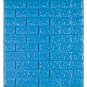 Самоклейка декоративна 3D панель під синю цеглу 700x770x7мм