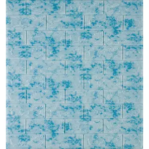 Самоклейка декоративна 3D панель під цеглу синій мармур 700x770x5мм 