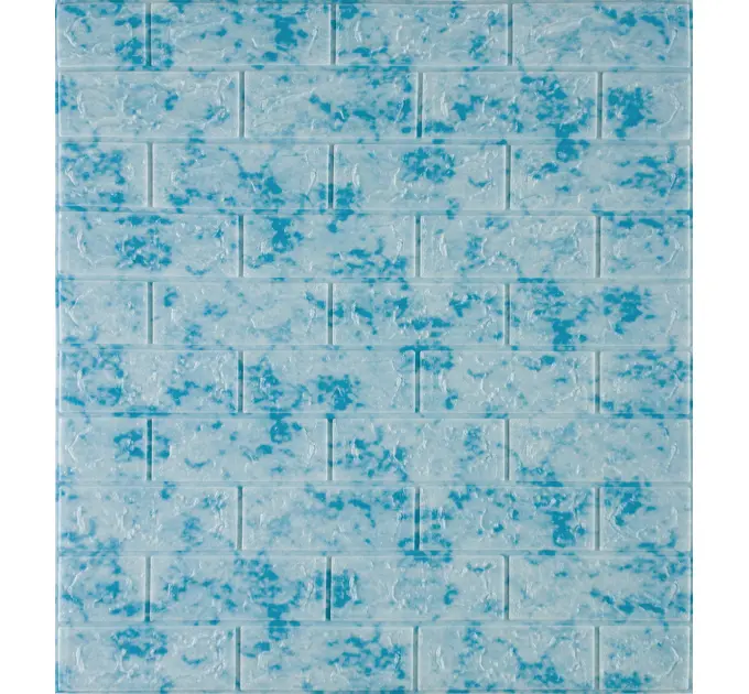 Самоклейка декоративна 3D панель під цеглу синій мармур 700x770x5мм 