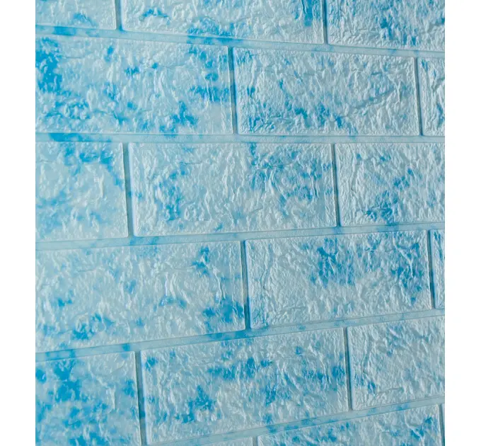 Самоклейка декоративна 3D панель під цеглу синій мармур 700x770x5мм 