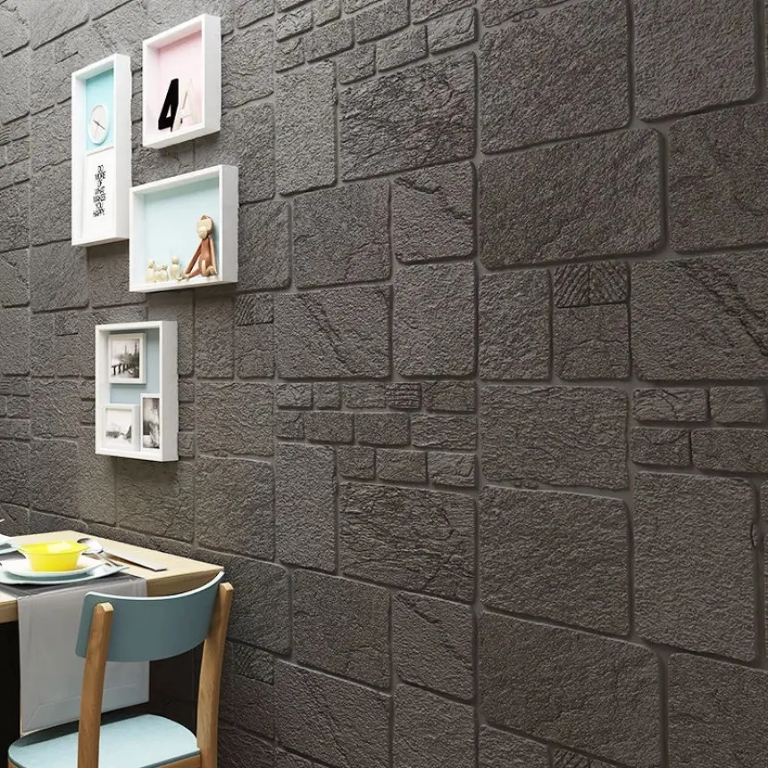 Самоклеюча декоративна 3D панель «Сірий камінь» 700×700×6 мм (58)