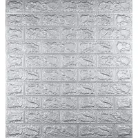 Самоклеюча декоративна 3D панель під цеглу срібло 700x770x5мм