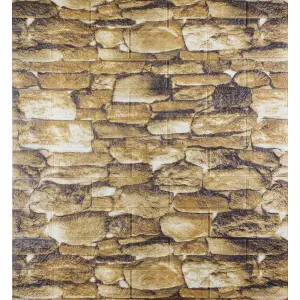 Самоклеюча декоративна 3D панель жовті валуни 700x770x5мм