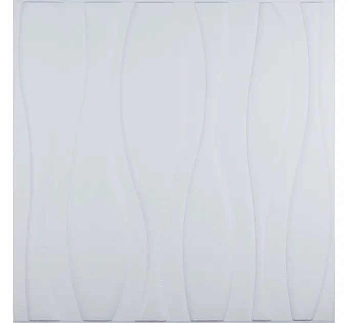 Самоклеюча 3D панель біла великі хвилі 700x700x6мм 