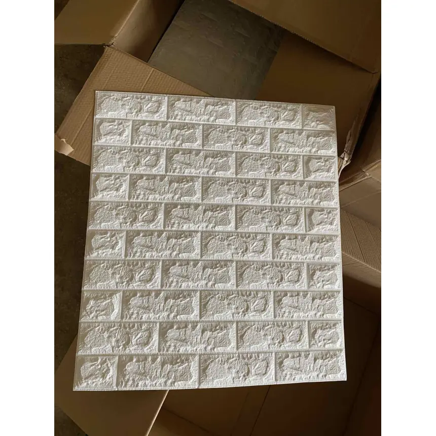 Самоклеюча 3D панель під білу матову цеглу 700x770x7 мм 
