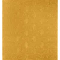 Самоклеюча декоративна 3D панель під цеглу золото 700x770x3мм