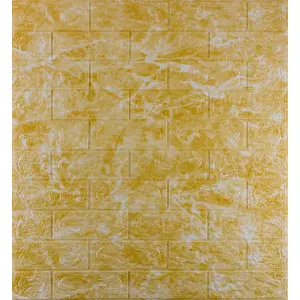 Самоклейка декоративна 3D панель під цеглу золотий мармур 700x770x5мм 