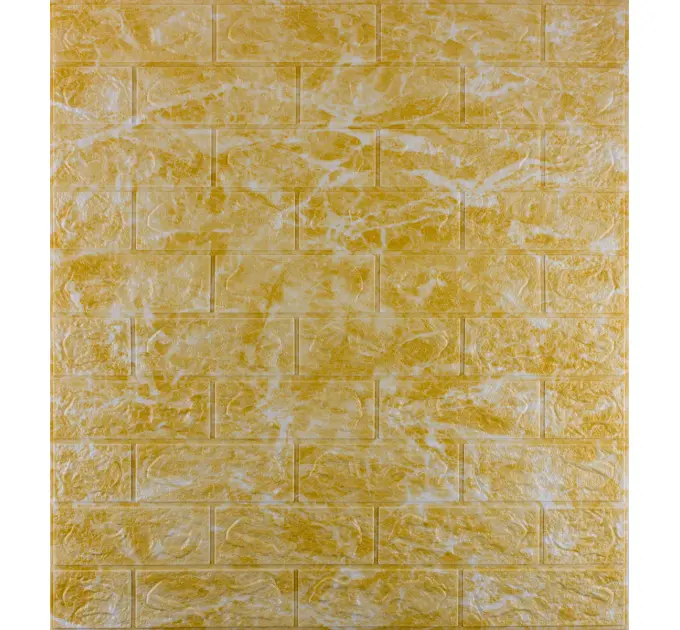 Самоклейка декоративна 3D панель під цеглу золотий мармур 700x770x5мм 