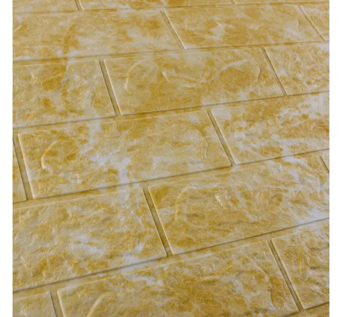 Самоклейка декоративна 3D панель під цеглу золотий мармур 700x770x5мм 