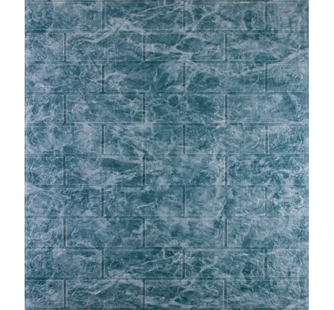 Самоклейка декоративна 3D панель під цеглу мармур темне море 700x770x5мм 