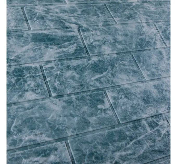 Самоклейка декоративна 3D панель під цеглу мармур темне море 700x770x5мм 