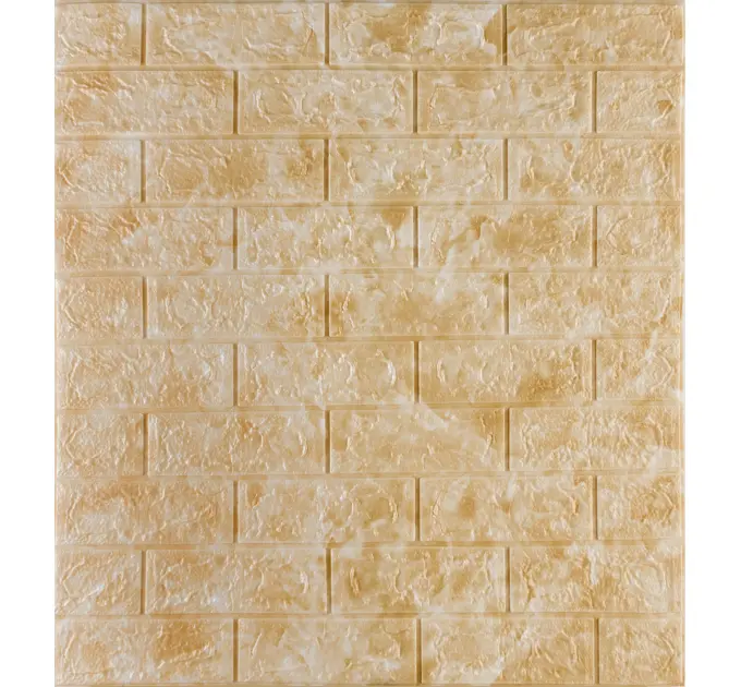 Самоклейка декоративна 3D панель під цеглу бежевий мармур 700x770x3мм