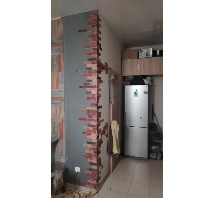 Самоклейка 3D панель під бежево-червону катеринославську цеглу 700x770x3мм 
