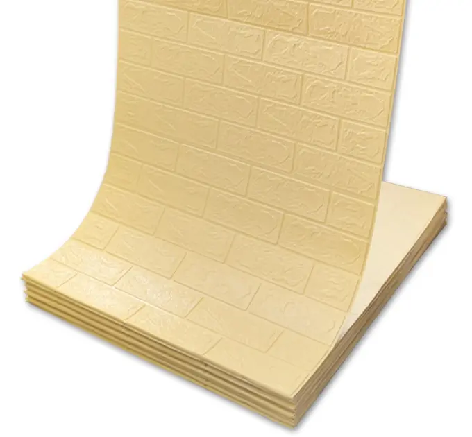 Самоклеюча декоративна 3D панель під бежеву цеглу в рулоні 3080x700x3мм