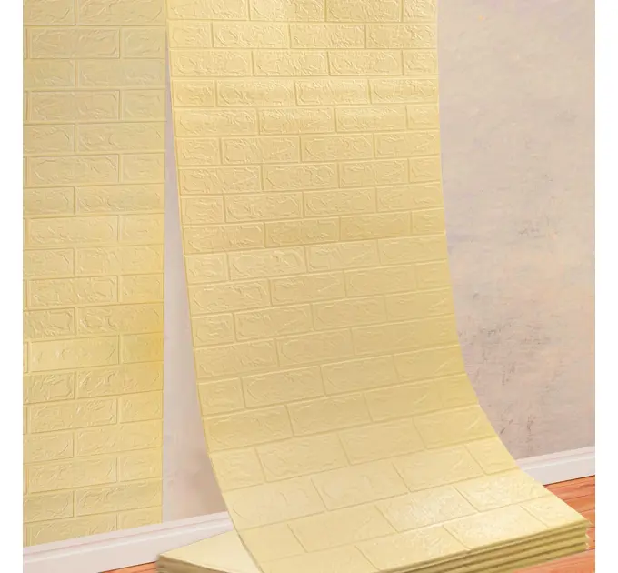 Самоклеюча декоративна 3D панель під бежеву цеглу в рулоні 3080x700x3мм