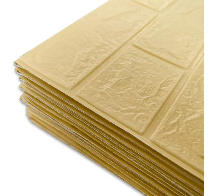 Самоклеюча декоративна 3D панель під бежеву цеглу в рулоні 3080x700x3мм