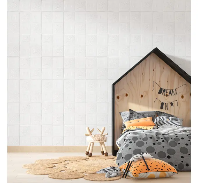 Самоклеюча 3D панель біла орнамент в рулоні 2800x700x3мм