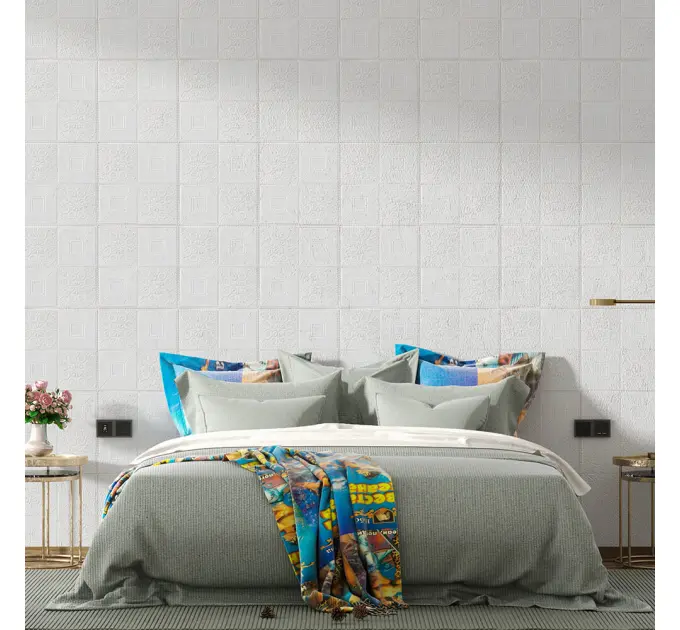 Самоклеюча 3D панель біла орнамент в рулоні 2800x700x3мм