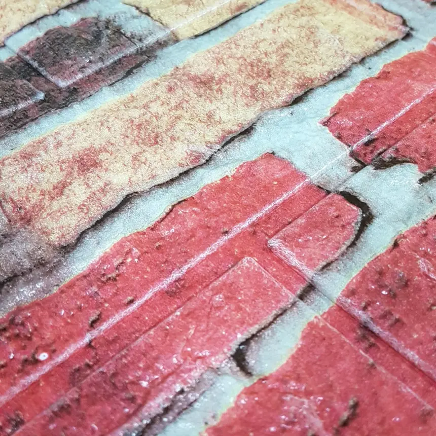 Самоклеюча декоративна 3D панель під бежево-червону катеринославську цеглу в рулоні 3080x700x3мм
