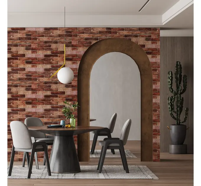 Самоклеюча декоративна 3D панель під коричневу катеринославську цеглу в рулоні 3080x700x3мм