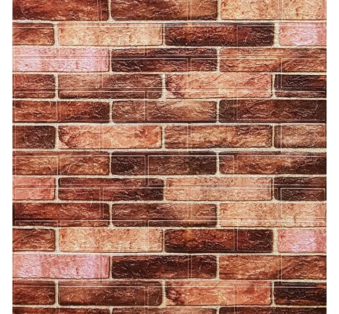 Самоклеюча декоративна 3D панель під коричневу катеринославську цеглу в рулоні 3080x700x3мм