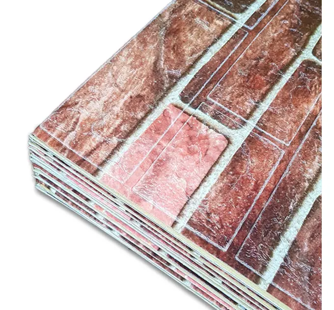 Самоклеюча декоративна 3D панель під коричневу катеринославську цеглу в рулоні 3080x700x3мм