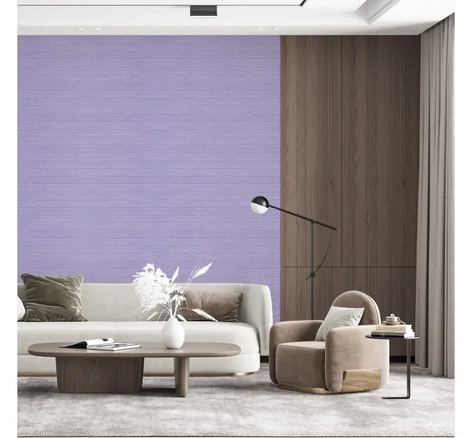 Самоклеюча декоративна 3D панель під світло-фіолетову цеглу в рулоні 3080x700x3мм