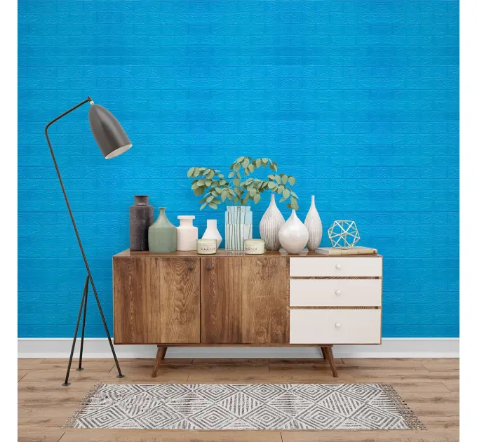 Самоклеюча декоративна 3D панель під синю цеглу в рулоні 3080x700x3мм 