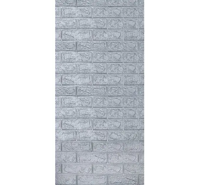 Самоклеюча декоративна 3D панель під цеглу срібло в рулоні 20 м 20000x700x3мм