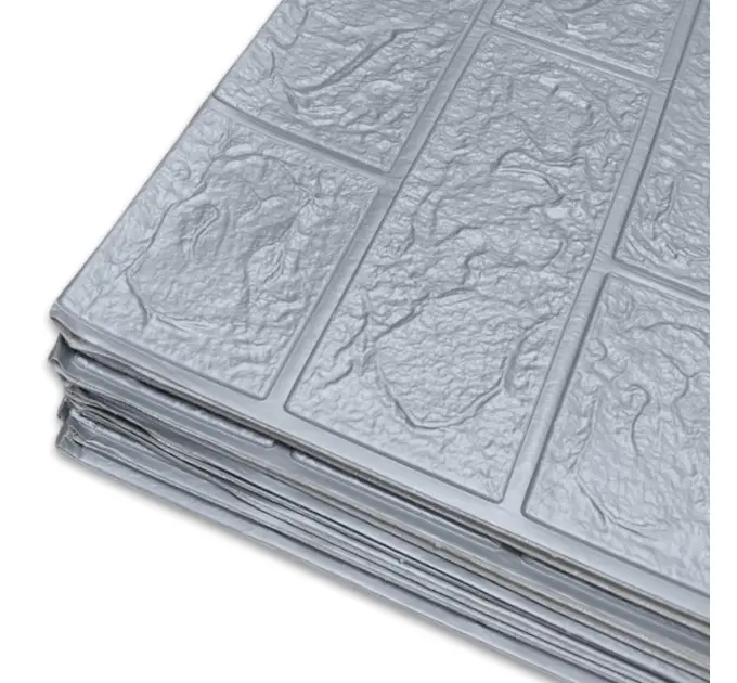 Самоклеюча декоративна 3D панель під цеглу срібло в рулоні 20 м 20000x700x3мм