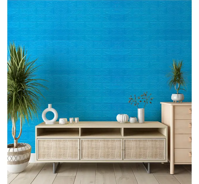 Самоклеюча декоративна 3D панель під синю цеглу в рулоні 20 м 20000x700x3мм 