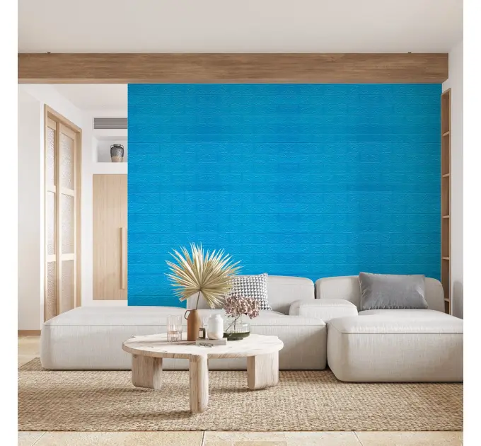 Самоклеюча декоративна 3D панель під синю цеглу в рулоні 20 м 20000x700x3мм 