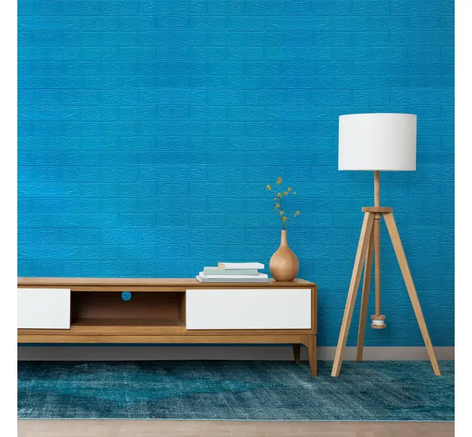 Самоклеюча декоративна 3D панель під синю цеглу в рулоні 20 м 20000x700x3мм 