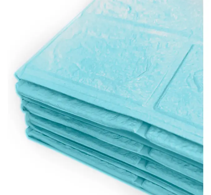 Самоклеюча декоративна 3D панель під бірюзову цеглу в рулоні 3080x700x3 мм 