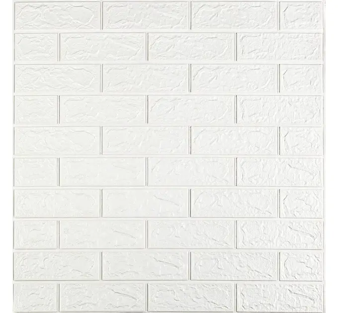 Самоклеюча декоративна 3D панель під білу матову цеглу 700x770x2 мм