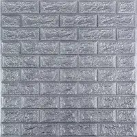 Самоклеюча декоративна 3D панель під цеглу срібло 700x770x2мм
