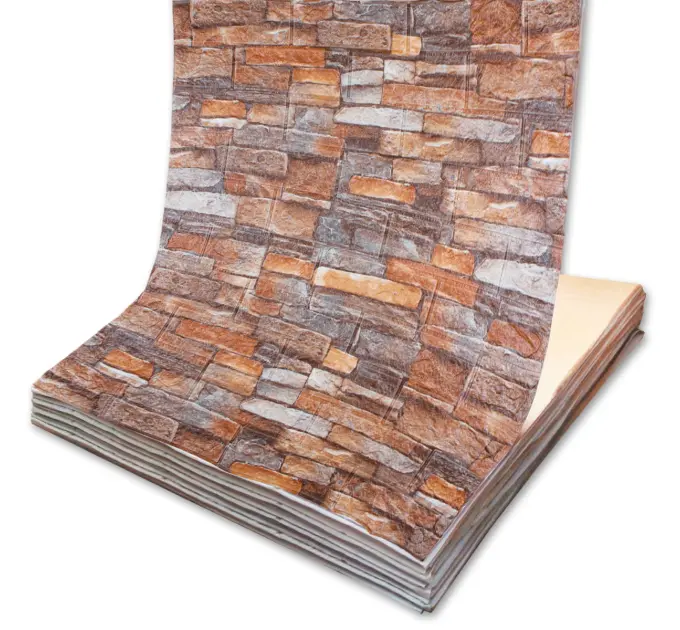 Самоклейка декоративна 3D панель під цеглу червоний піщаник в рулоні 20м 20000x700x3мм