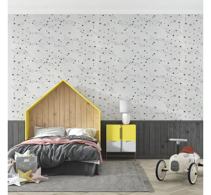 Самоклеюча декоративна 3D панель під білу цеглу зірки в рулоні 3080x700x3 мм