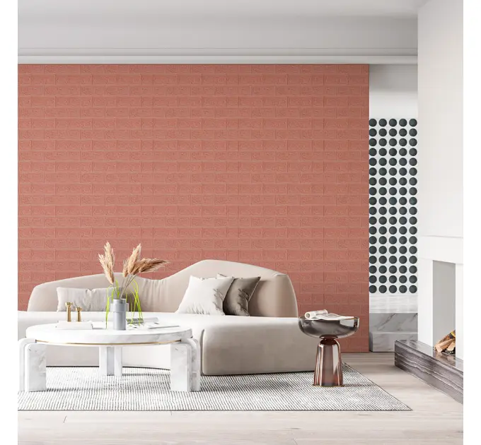 Самоклеюча декоративна 3D панель під цеглу кава з молоком в рулоні 3080x700x3 мм