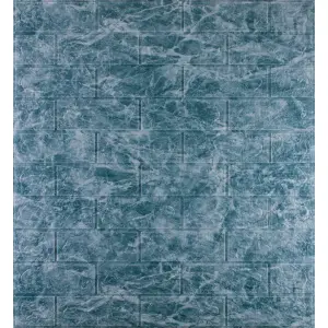 Самоклейка 3D панель під цеглу мармур темне море 700x770x3мм (67-3)