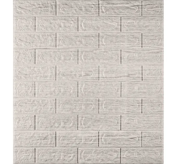 Самоклеюча декоративна 3D панель під світло-сіру цеглу смужка 700x770x3мм (330-3)