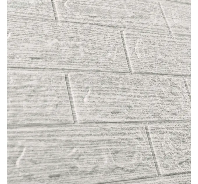 Самоклеюча декоративна 3D панель під світло-сіру цеглу смужка 700x770x3мм (330-3)