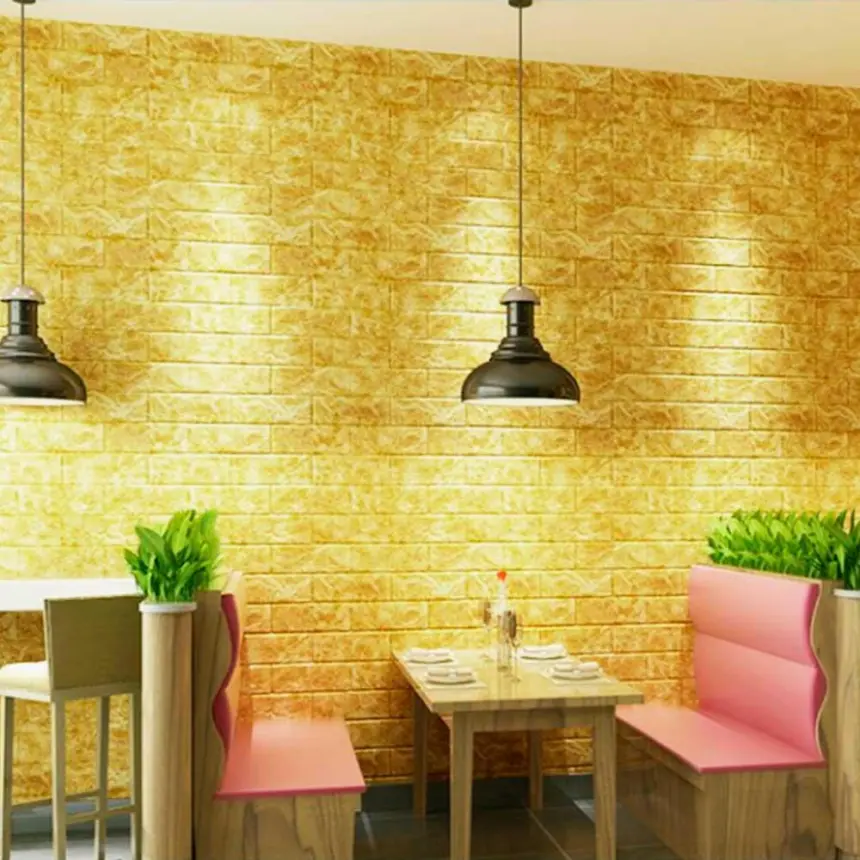Самоклеюча 3D-панель «Цегла DEEP Yellow» 700×770×3 мм (1156)